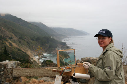 Cathey Cadieux Painting at Big Sur, California